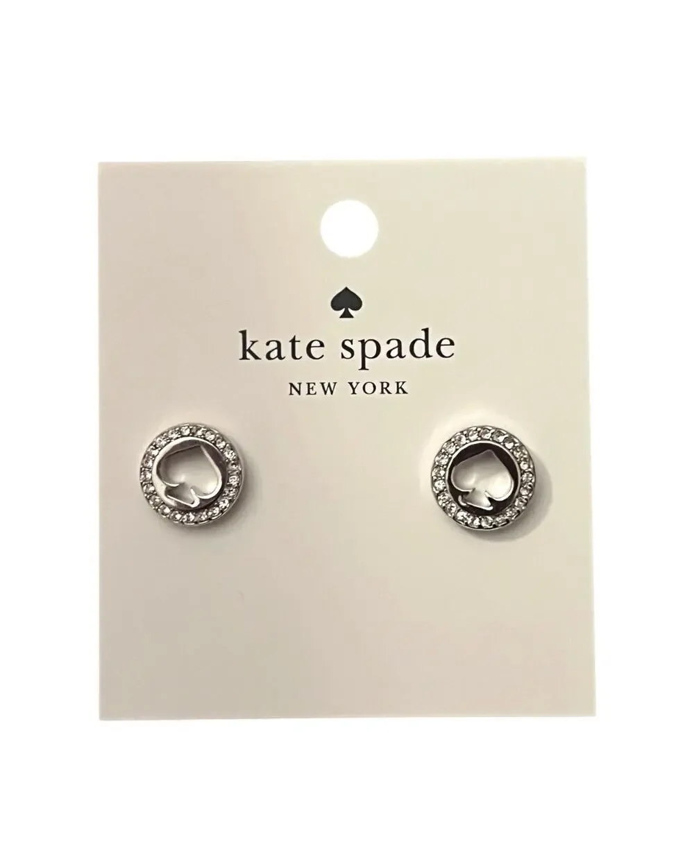 Kate Spade Spot The Spade Pavé Halo Stud Earrings Clear Silver NWT $49